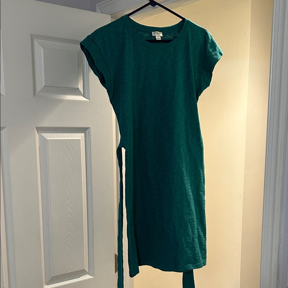 J. Crew Green Tie-Waist Dress